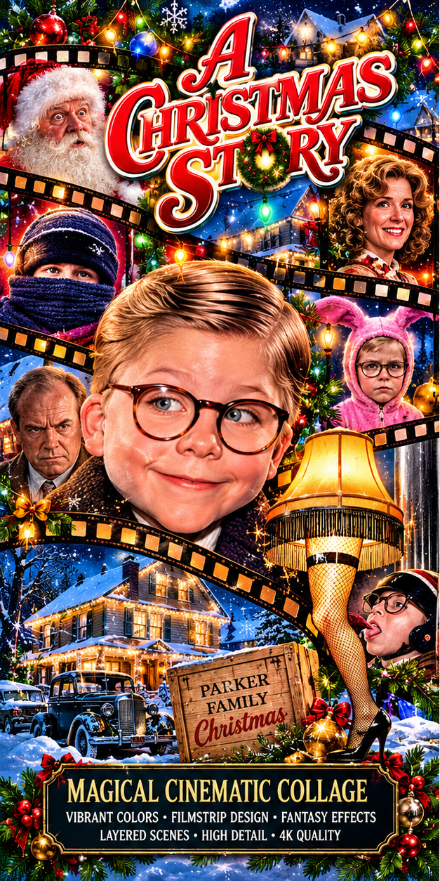 Magical cinematic filmstrip collage style preview