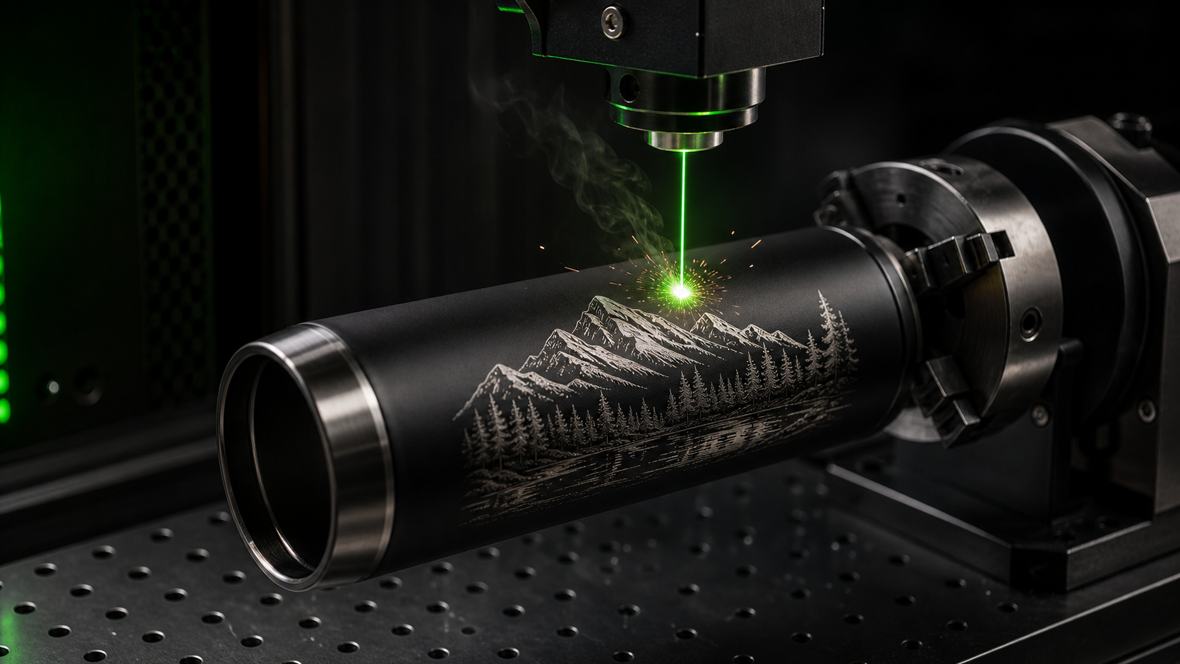 Laser engraving artwork on a finished tumbler